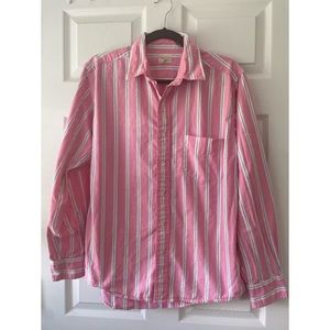 American Eagle Pink Striped Button Down Shirt - Mens